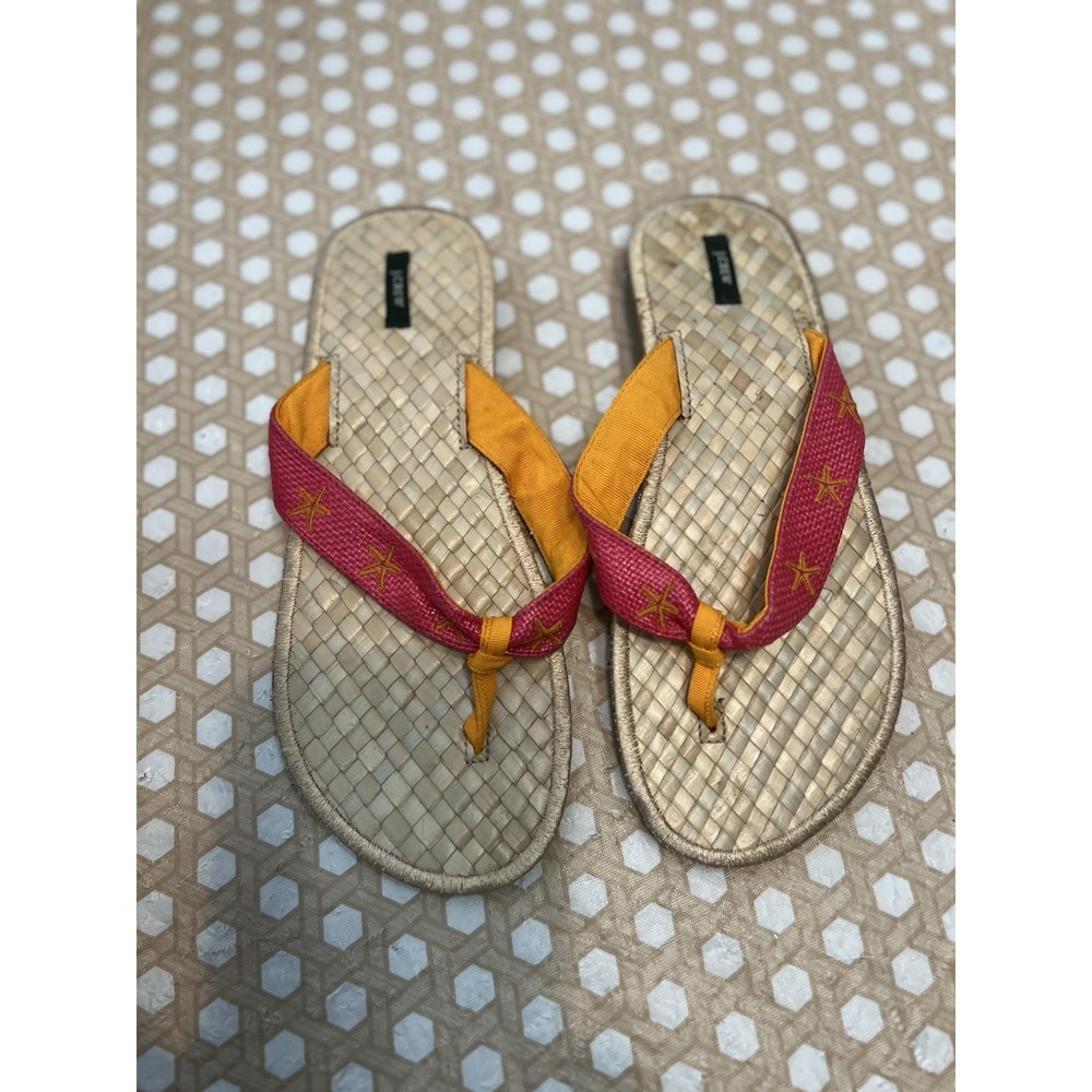 J Crew Basket Weave Insole Flip Flop Sandals Size 9 Starfish